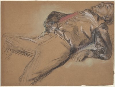 Jinete caído (estudio para Escena de la carrera de obstáculos: El jinete caído) de Edgar Degas